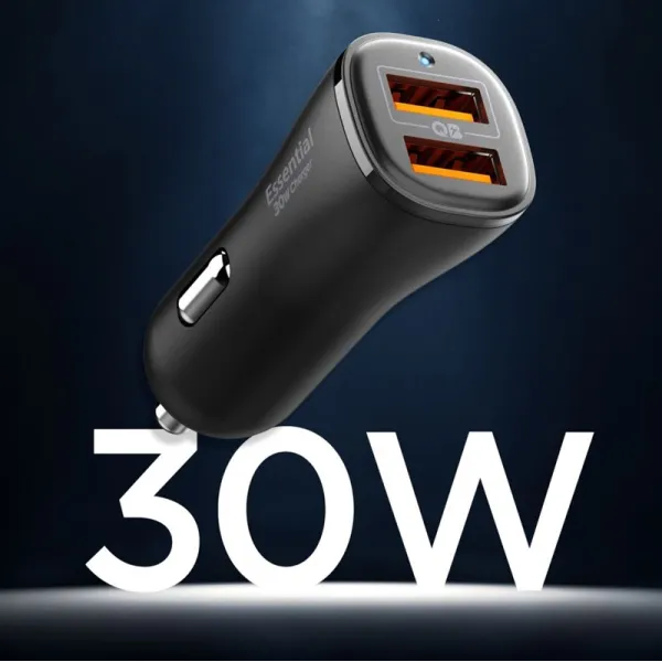 Spigen Essential EV302 - Car Charger 2x USB-A 30W (Black)