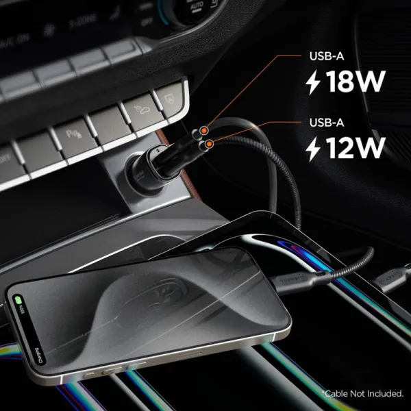 Spigen Essential EV302 - Car Charger 2x USB-A 30W (Black)