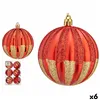 Set of Christmas balls Stripes Red Golden PVC (6 Units)