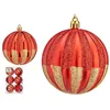 Set of Christmas balls Stripes Red Golden PVC (6 Units)