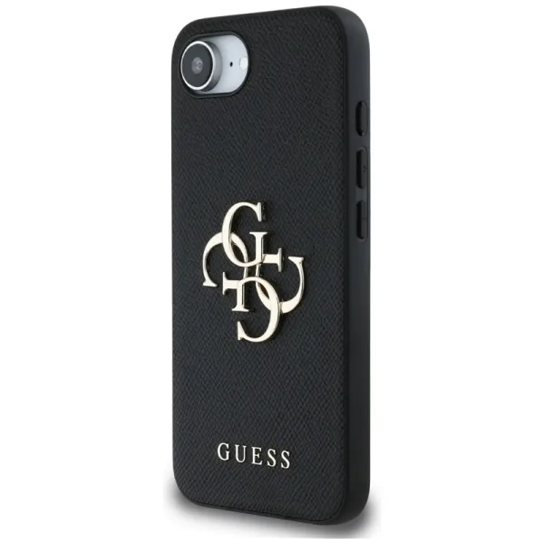 Guess Grained Big 4G Logo Small Classic Logo - Case for iPhone 16e (black)