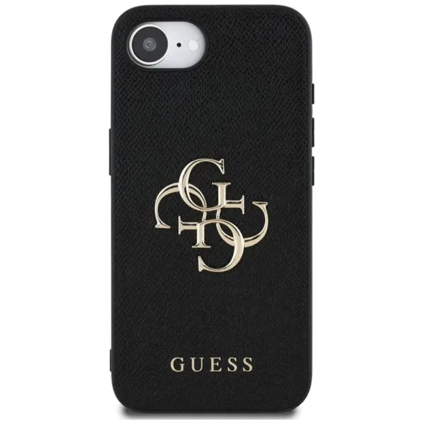 Guess Grained Big 4G Logo Small Classic Logo - Case for iPhone 16e (black)