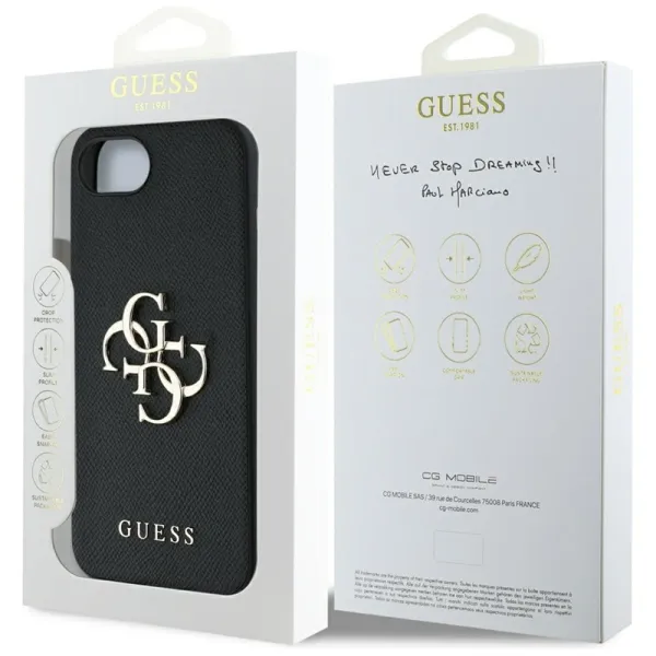Guess Grained Big 4G Logo Small Classic Logo - Case for iPhone 16e (black)