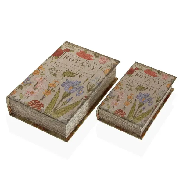 Decorative box Versa Botany Book Canvas MDF Wood 7 x 27 x 18 cm