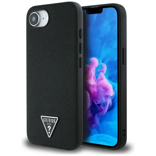 Guess Grained Triangle MagSafe - Case for iPhone 16e (black)