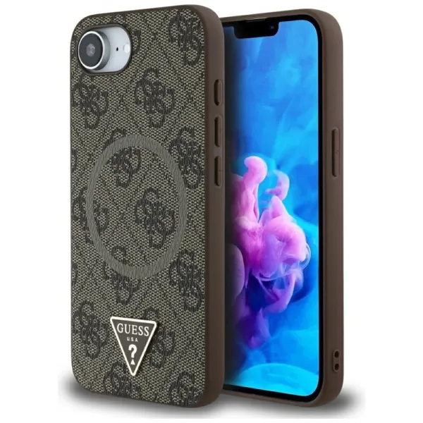 Guess 4G Ring Triangle Logo MagSafe - Case for iPhone 16e (brown)
