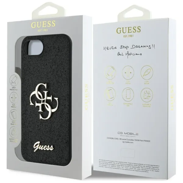 Guess Fixed Glitter Big 4G - Case for iPhone 16e (black)
