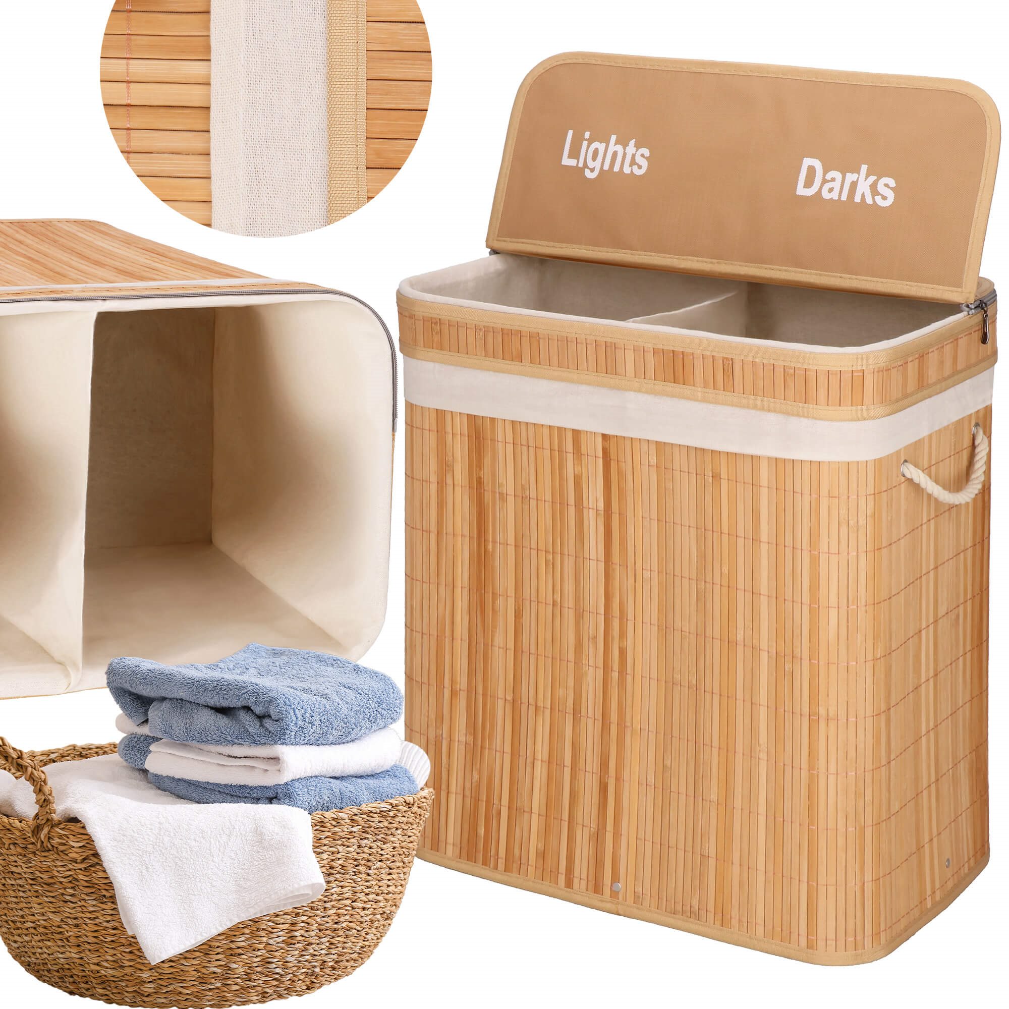 Bambu pyykkikori Springos HA0155 100l | Osta verkosta — Megaluks