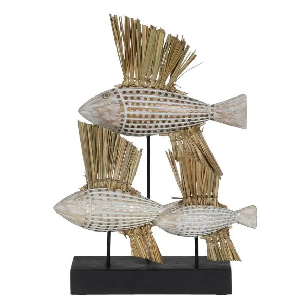 Decorative Figure White Brown Natural Fish 30 x 10 x 40 cm