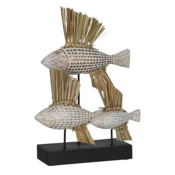 Decorative Figure White Brown Natural Fish 30 x 10 x 40 cm