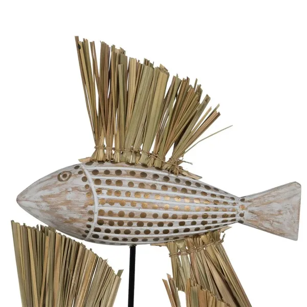 Decorative Figure White Brown Natural Fish 30 x 10 x 40 cm