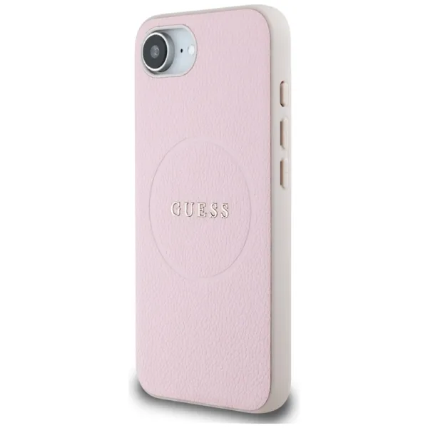 Guess Grained Ring MagSafe - Case for iPhone 16e (pink)