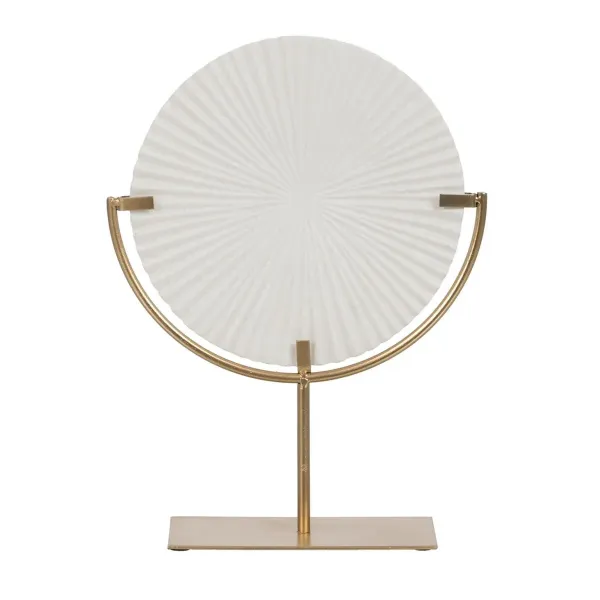 Decorative Figure White Golden Circle 28 x 10 x 38 cm