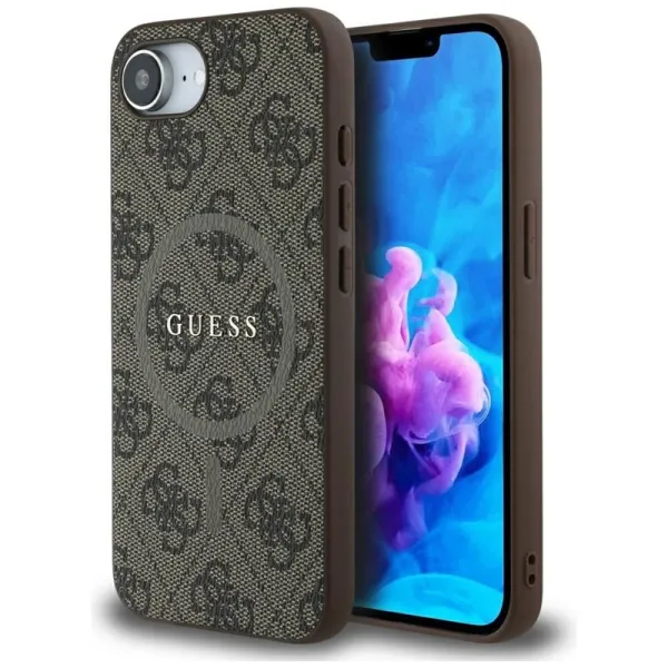Guess 4G Ring Classic Logo MagSafe - Case for iPhone 16e (brown)