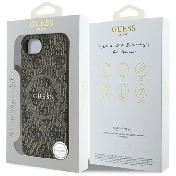 Guess 4G Ring Classic Logo MagSafe - Case for iPhone 16e (brown)