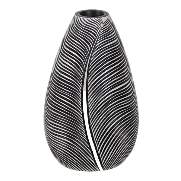 Vase White Black Polyresin 19 x 19 x 30 cm