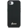 Guess Silicone Script Metal Logo MagSafe - Case for iPhone 16e (black)