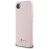Guess Silicone Script Metal Logo MagSafe - Case for iPhone 16e (pink)