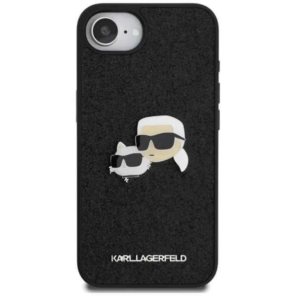 Karl Lagerfeld Fixed Glitter Karl & Choupette Heads Metal Pin - Case for iPhone 16e (black)