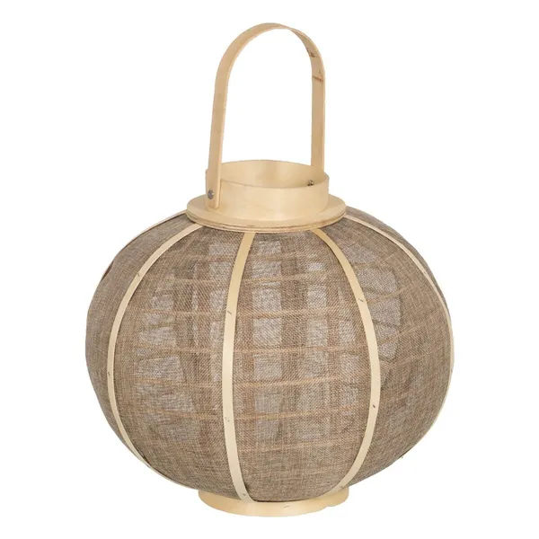 Lantern Candleholder Lantern Beige Natural Jute 33,5 x 33,5 x 30,5 cm