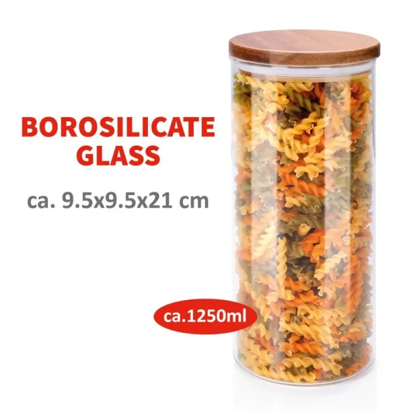 Alpina - Glass Jar/Storage Container with Lid 1250 ml 9.5 x 21 cm