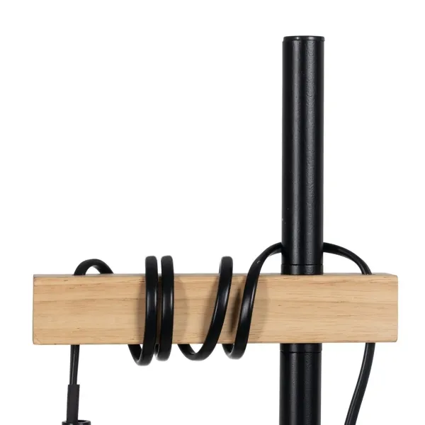 Floor Lamp Black Beige Wood Iron 26 x 26 x 149 cm