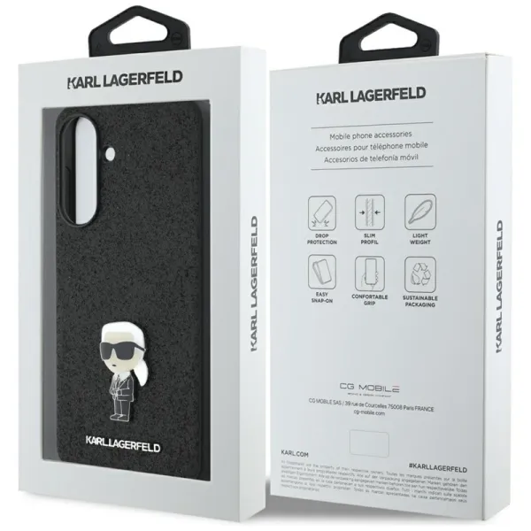 Karl Lagerfeld Fixed Glitter Ikonik Logo Metal Pin - Case for Samsung Galaxy A36 5G (black)