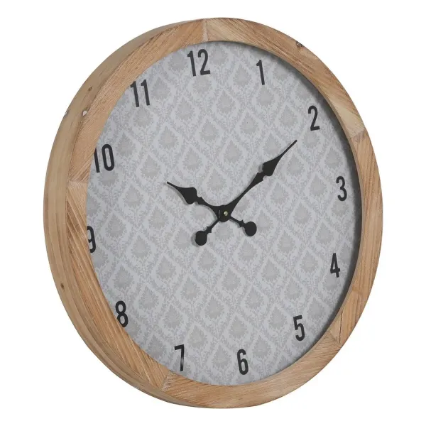 Wall Clock White Natural Wood Crystal 60 x 60 x 6,5 cm