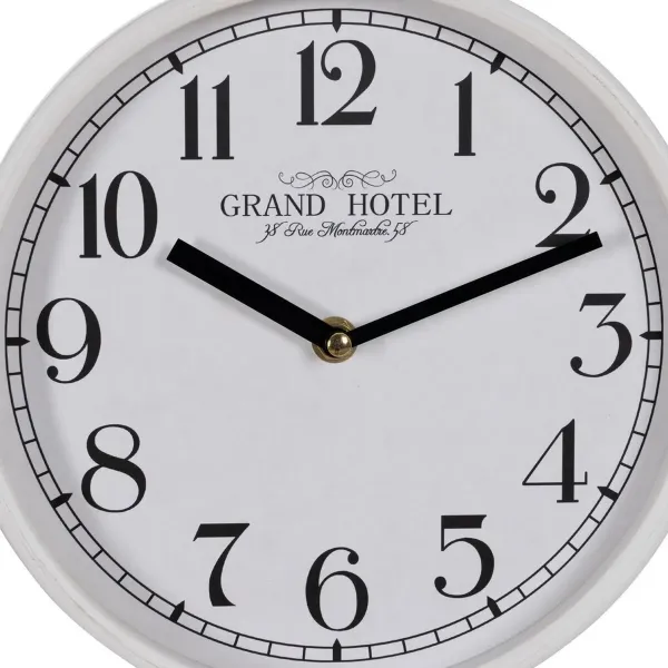 Wall Clock White Wood Crystal 22 x 22 x 4,5 cm