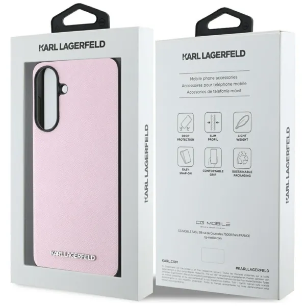 Karl Lagerfeld Saffiano Metal Logo - Case for Samsung Galaxy A56 5G (pink)