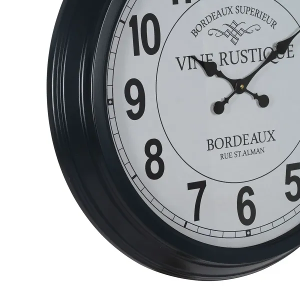 Wall Clock White Black Iron 70 x 70 x 6,5 cm