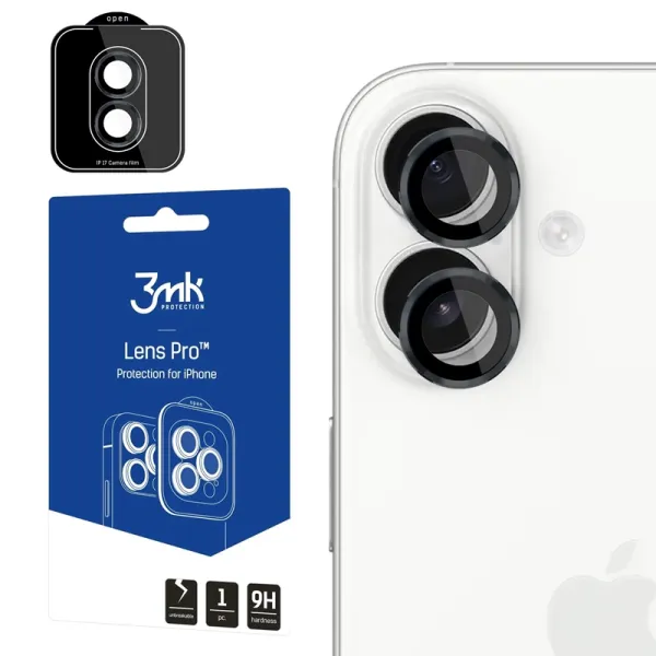 3mk Lens Protection Pro - Camera Lens Glass for iPhone 17 (Black)