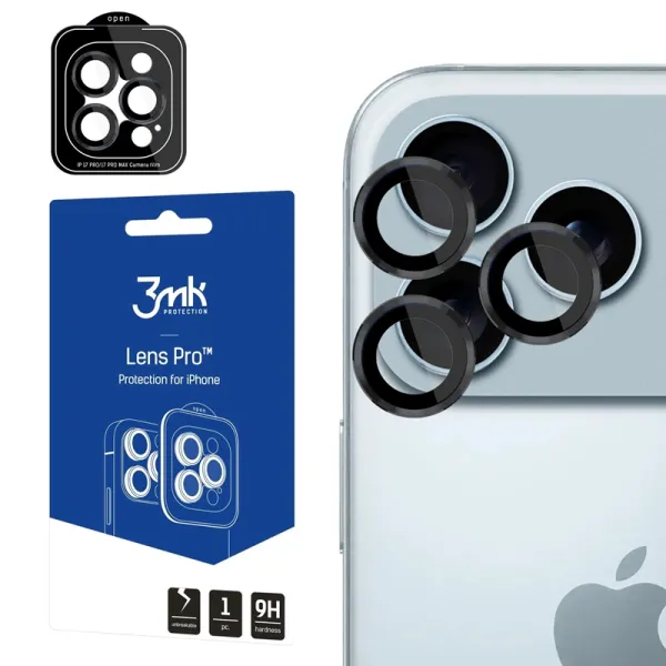 3mk Lens Protection Pro - Camera Lens Glass for iPhone 17 Pro / iPhone 17 Pro Max (Black)