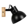 Wall Light Black Beige Wood Iron 220-240 V 21 x 14 x 17 cm