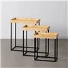 Set of 3 tables Black Natural Iron MDF Wood 57,5 x 37,5 x 67,5 cm (3 Units)