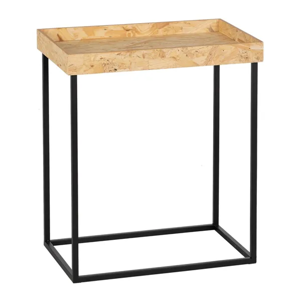 Set of 3 tables Black Natural Iron MDF Wood 57,5 x 37,5 x 67,5 cm (3 Units)