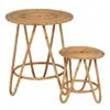 Set of 2 tables Beige Rattan 60 x 60 x 39 cm (2 Units)