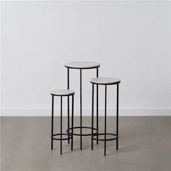 Set of 3 tables Black Grey Iron 30 x 30 x 71 cm (3 Units)