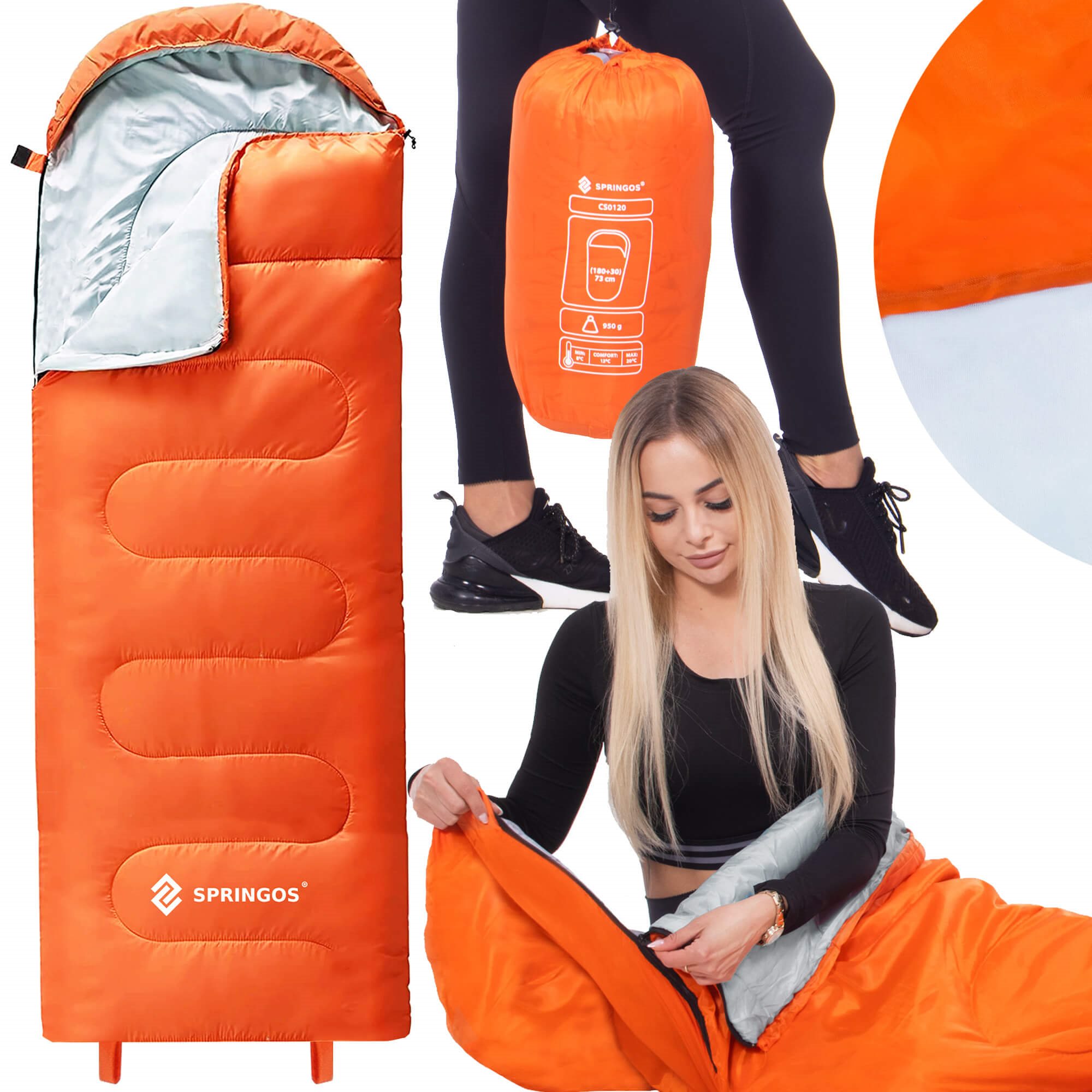 Sleeping bag Springos CS0120 orange | Buy online — Megaluks