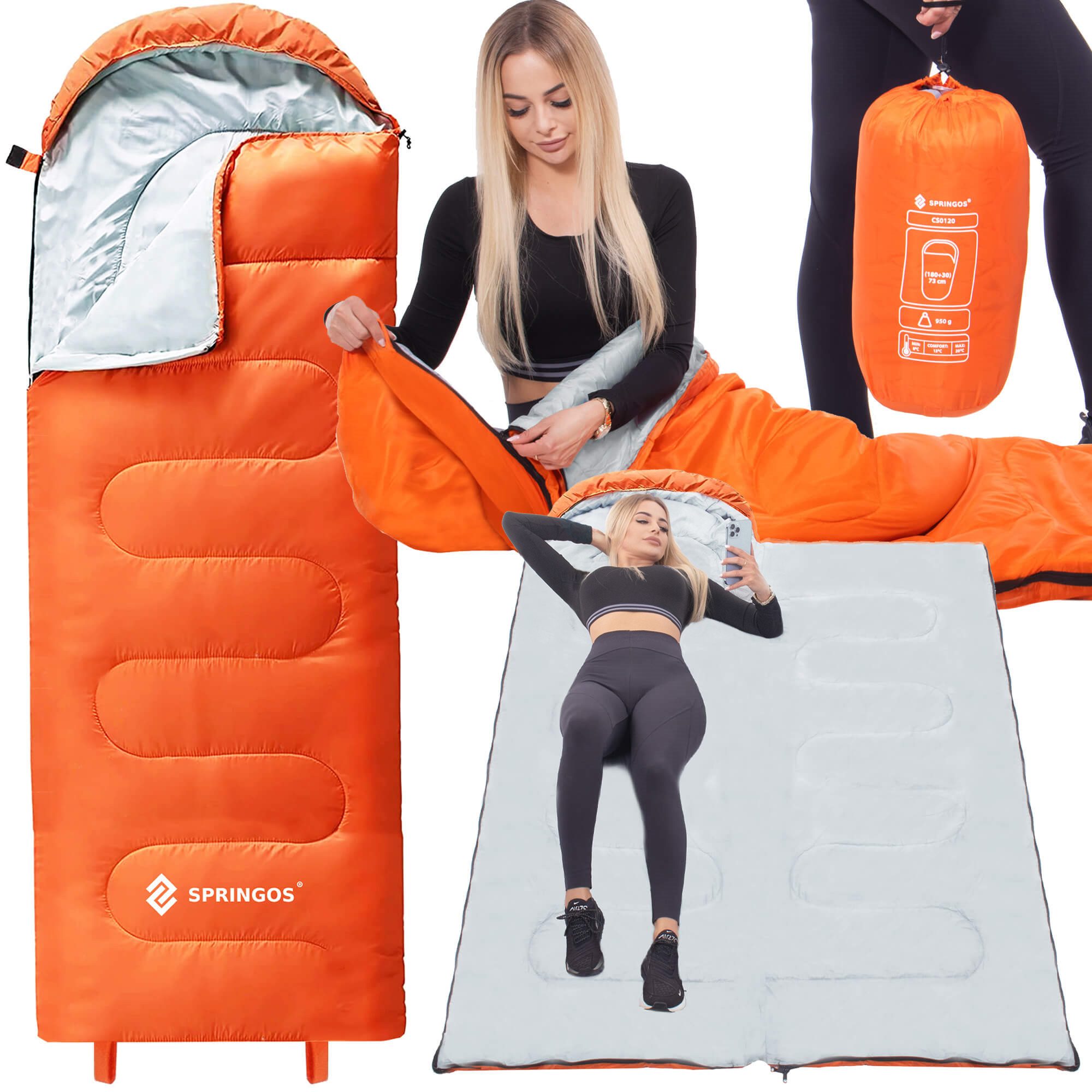 Sleeping bag Springos CS0120 orange | Buy online — Megaluks