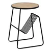 Small Side Table Black Natural Iron MDF Wood 46 x 48 x 66 cm