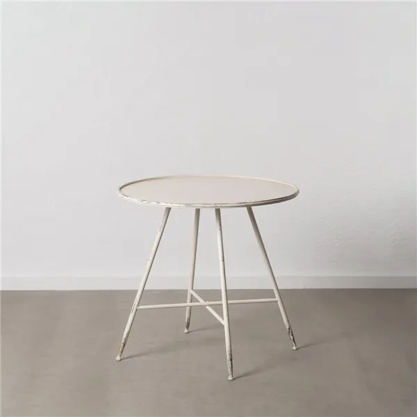 Small Side Table Cream Iron 80 x 80 x 75 cm