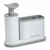 2-in-1 Soap Dispenser for the Kitchen Sink Quttin White Grey 21,5 x 8 x 20 cm (8 Units)