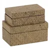 Set of decorative boxes Beige DMF 25 x 15 x 12 cm (2 Units)