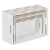 Set of decorative boxes White Natural Paolownia wood 44 x 31 x 18 cm (3 Pieces)