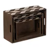 Set of decorative boxes Brown Natural Paolownia wood 44 x 31 x 18 cm (3 Pieces)