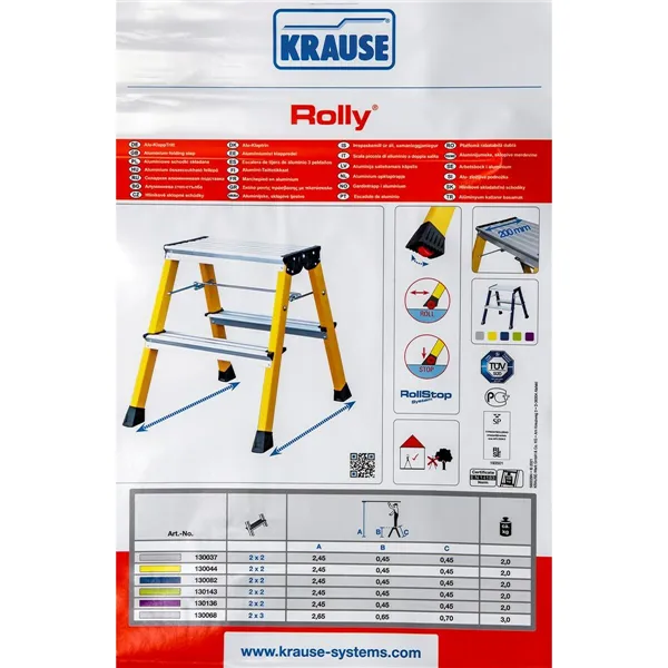 2-step folding ladder Krause 130037 Silver Aluminium