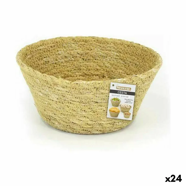 Multi-purpose basket Privilege Seagrass Circular 13 x 7 cm (24 Units)