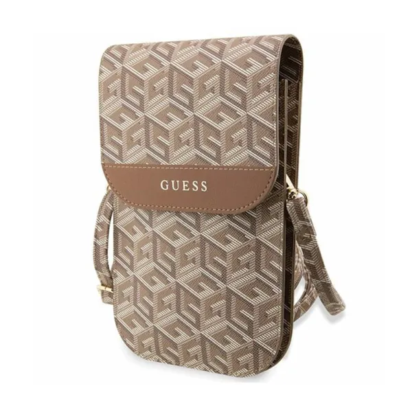 Guess GCube Stripe Phone Bag - Bag with smartphone compartment (Brown)