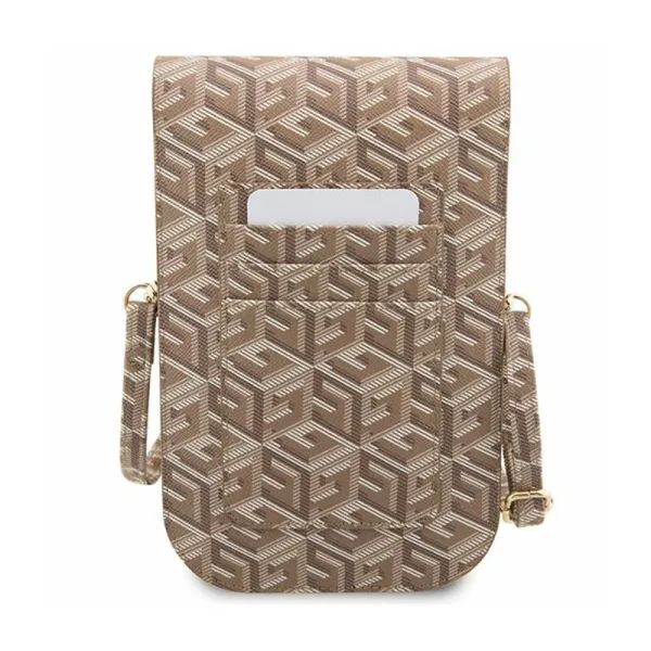 Guess GCube Stripe Phone Bag - Bag with smartphone compartment (Brown)